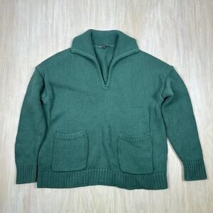 Elliott Lauren Green Chunky Knit Shawl Collar Pullover Casual Sweater Pockets XL